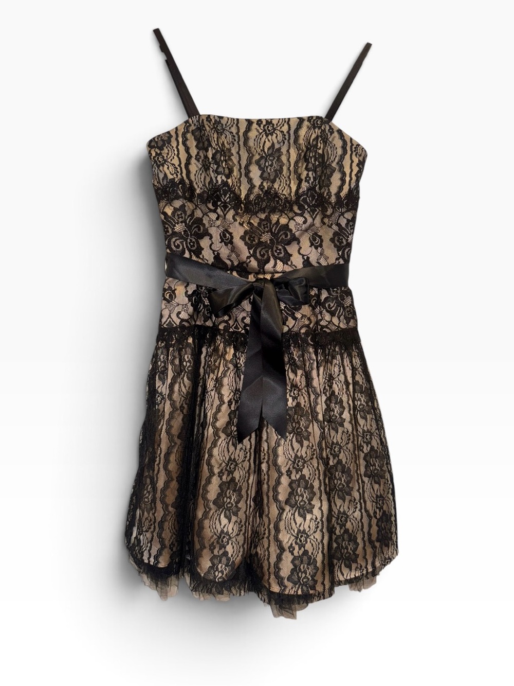 Jessica McClintock Black Lace Mini Dress 4 Y2K Vintage Homecoming 2003 EUC 🟡 - Picture 6 of 14